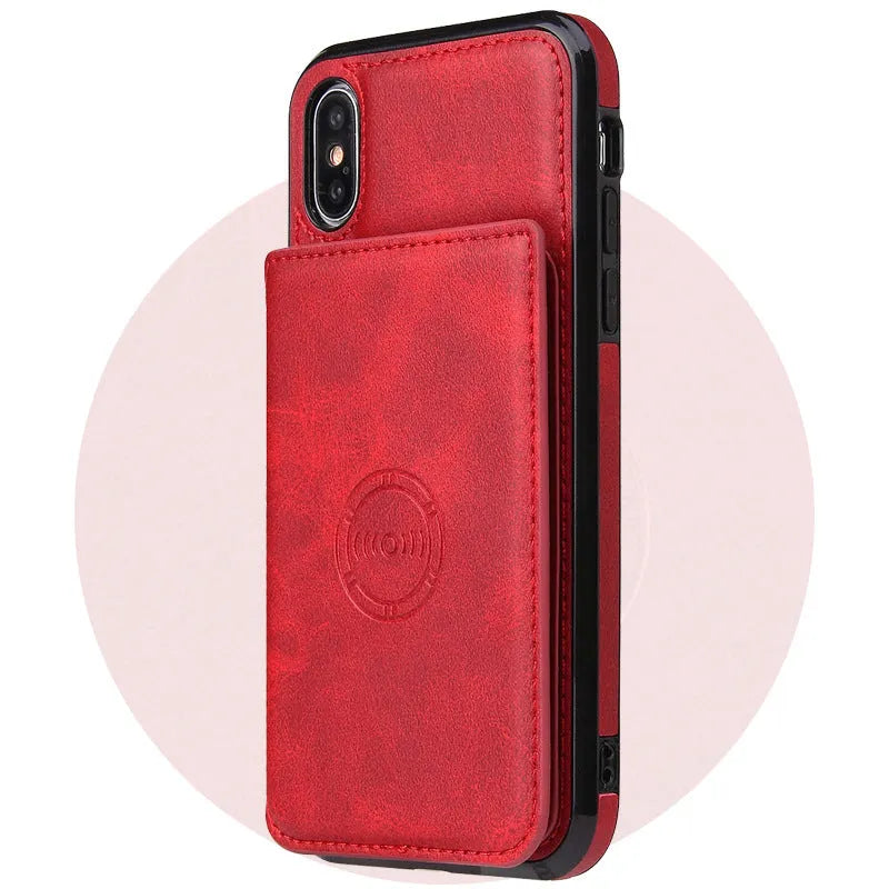 Imitation leather card wallet phone case for iPhone 11 in business-style solid colours