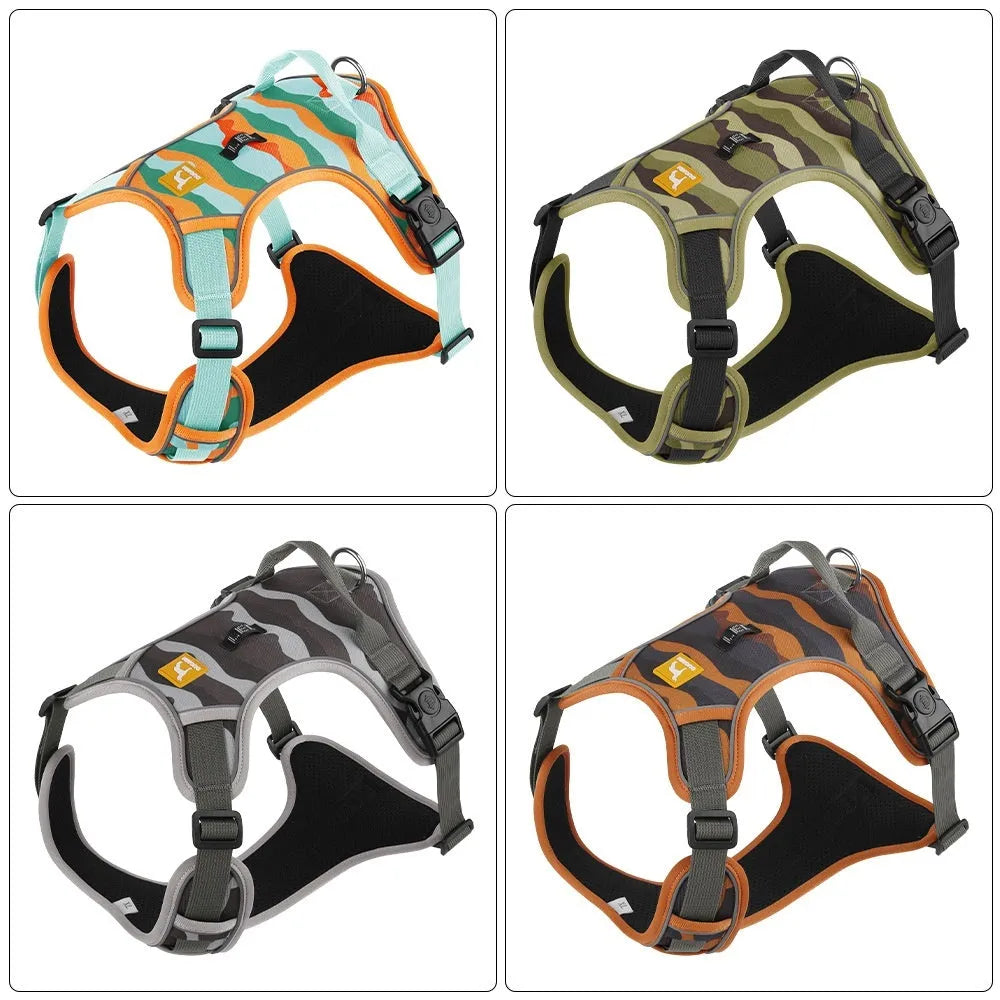Reflective orange dog chest and back commuter rope with adjustable Oxford cloth straps