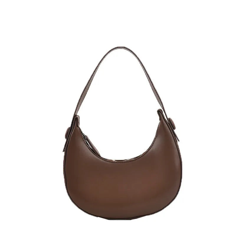 Women's retro dumpling shape shoulder bag in black with sandwich pocket design