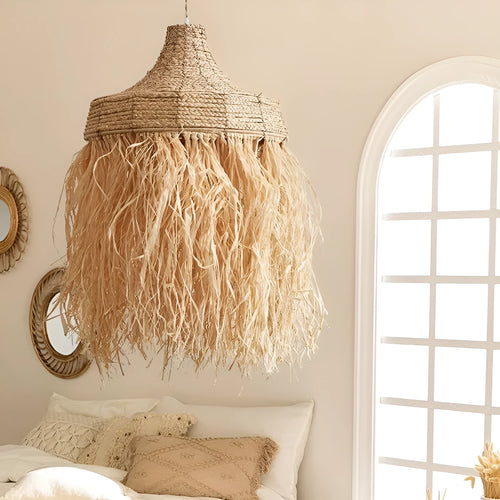 50cm diameter Southeast Asian style chandelier made from woven wild vetch and willow