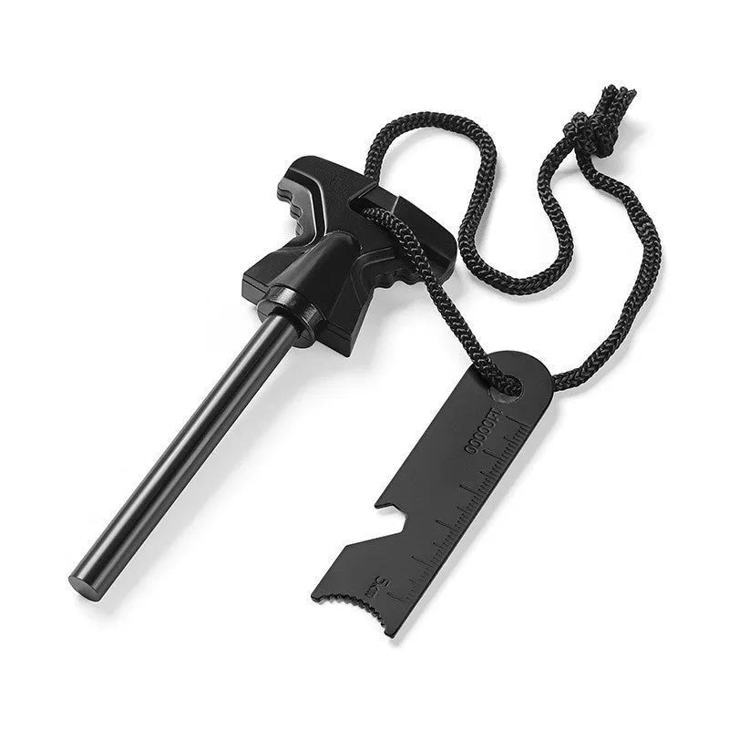 Butterfly-shaped stainless steel firestone with integrated bottle opener measuring 117mm