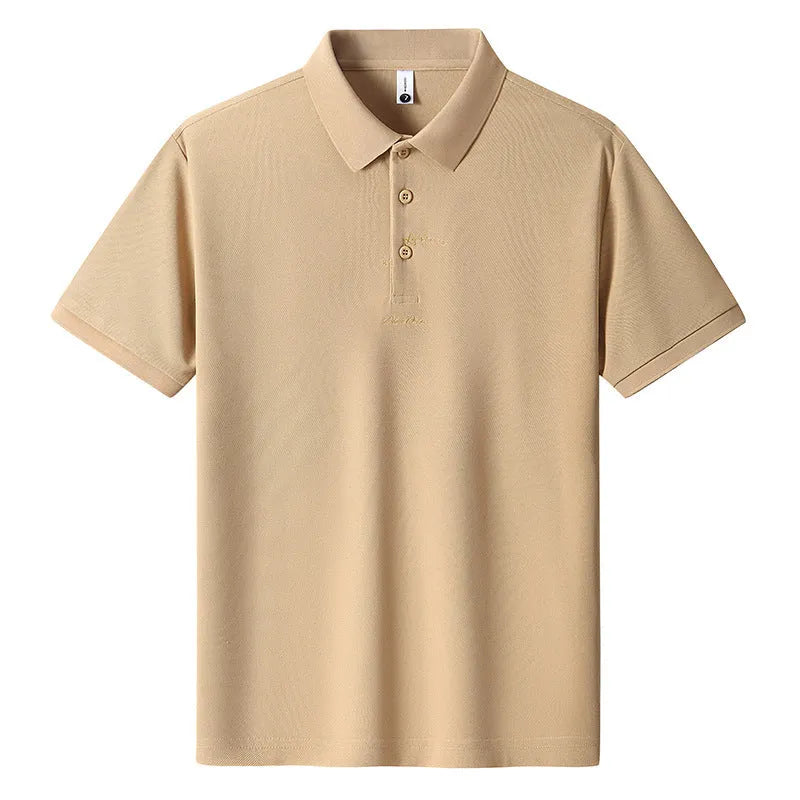 Men's loose-fit casual cotton T-shirt with a letter pattern, shown in one of six available colours.