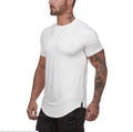 Mens plain gym shirt in army green with cotton-spandex fabric for workouts