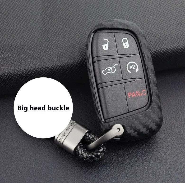Silicone key protection case with carbon fibre pattern for Dodge Chrysler Fiat car keys