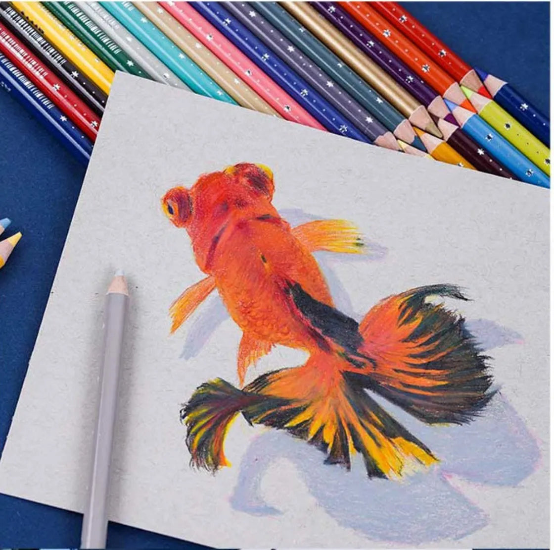 Boxed set of soft core colour pencils with basswood penholders in 72 or 126 colour options for art students