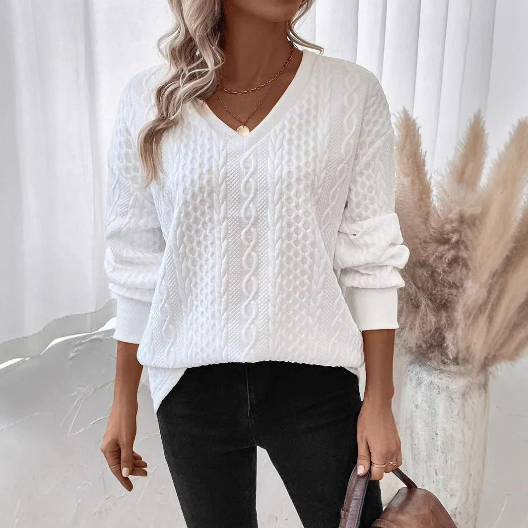 Milky white loose fit T-shirt with 3D pattern in Japanese Korean casual style