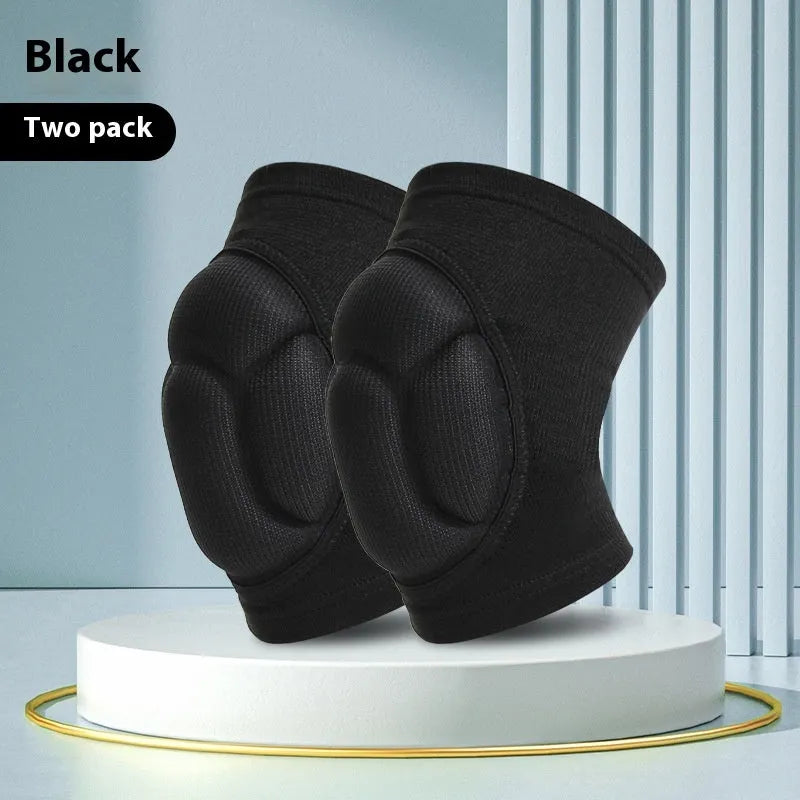 Black and blue thick sponge dance kneepad showing knee protection design for multiple sports