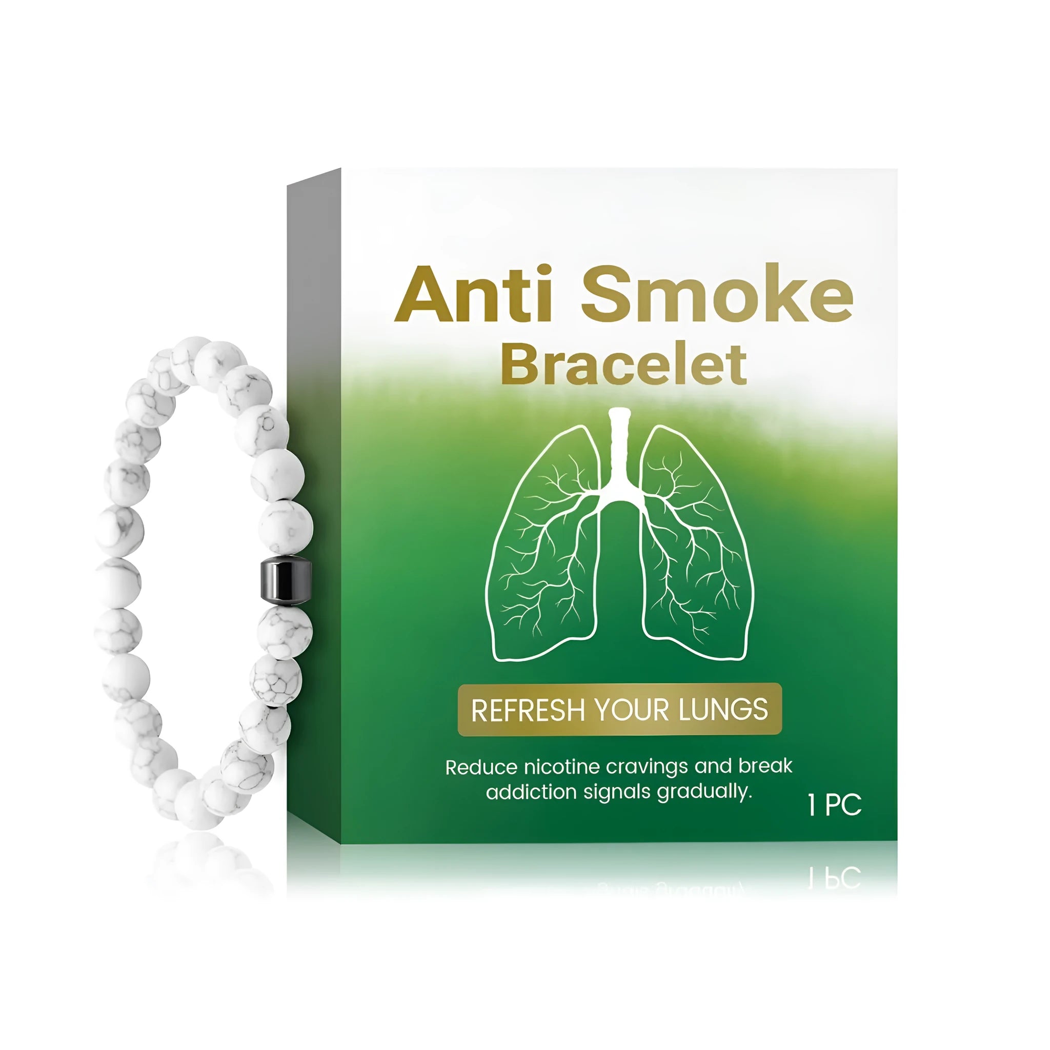 Adjustable bracelet for women with a central synthetic turquoise bead on wrist.