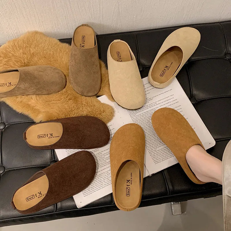 Korean style Boken outdoor slippers with square toe design in microfiber