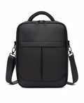 Black Oxford fabric men's shoulder messenger bag showing front and side profile.