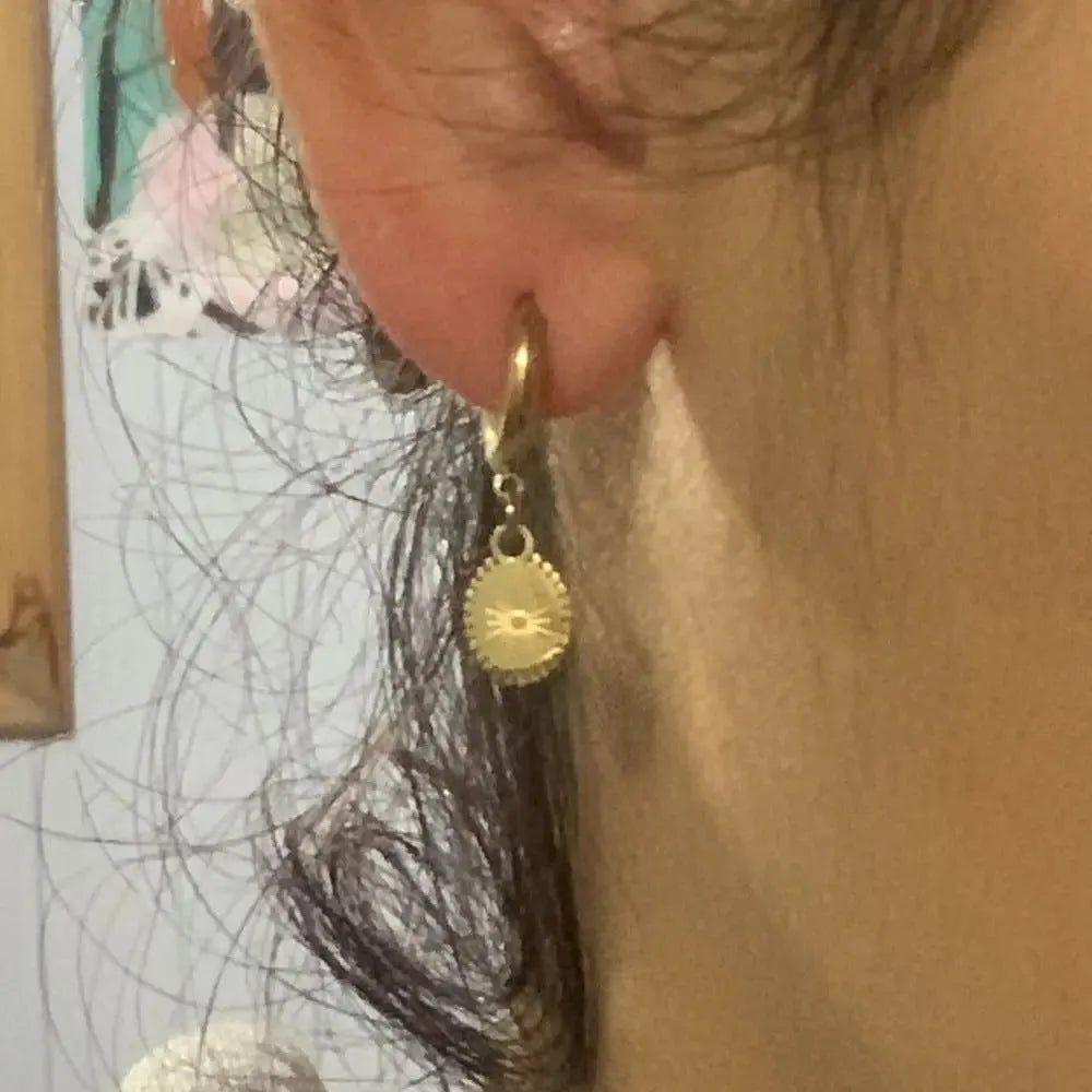 Geometric ellipse stainless steel ear button earrings for women, style XY-EH005.