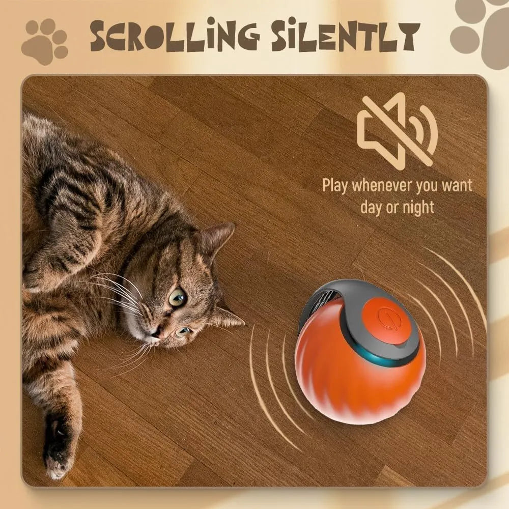 Interactive self-rolling ball toy for cats and dogs, blue, durable bite-resistant material, 55mm