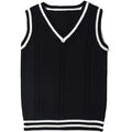 Women's V-neck striped waistcoat sweater in slim fit acrylic knit