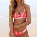 Women's bikini set in black and white polka dot or red and white stripe pattern