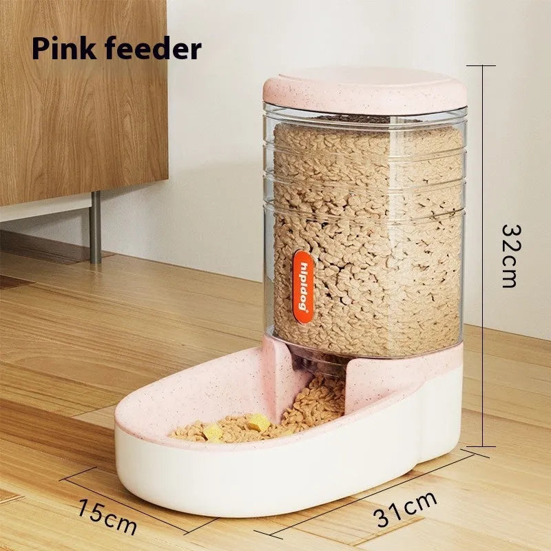 Automatic pet water fountain or feeder with 3.8L capacity in grey, blue, pink, or green colour