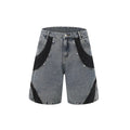 Retro washed denim short-sleeved jacket and full-length trousers suit set in black or blue