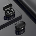 Black stereo Bluetooth in-ear headset with dual earpieces