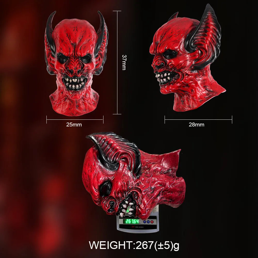 Red bat head hood mask for horror dress up events made from RP foam