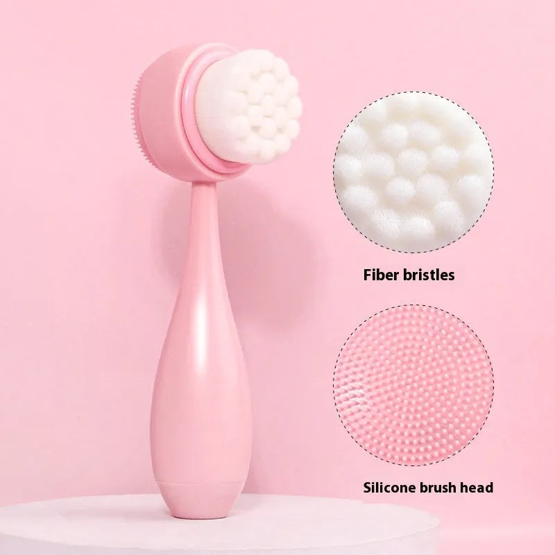 Facial brush three-piece set with coral fleece hair band in purple, gray, white or pink colours