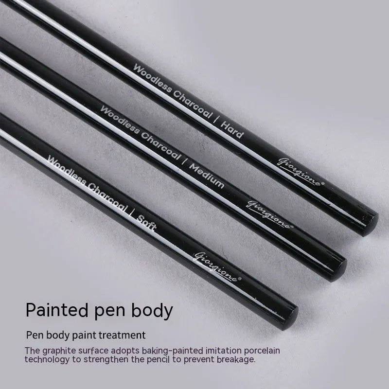 Wooden graphite and carbonized drawing pencils for artists on suction card packaging