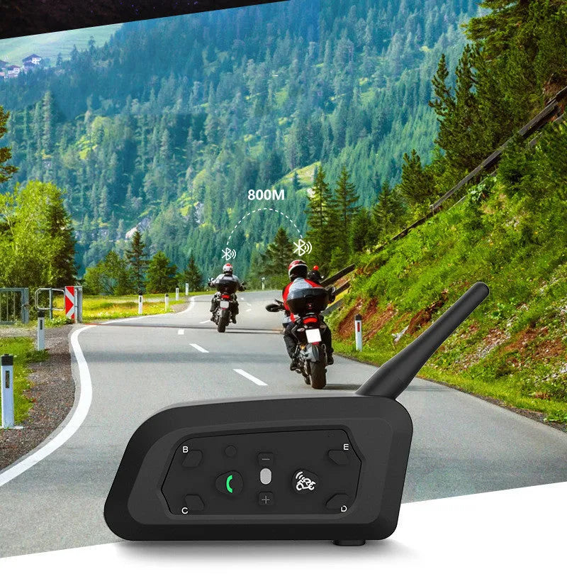 Motorcycle helmet Bluetooth intercom V6 Pro unit with headphones and mounting accessories