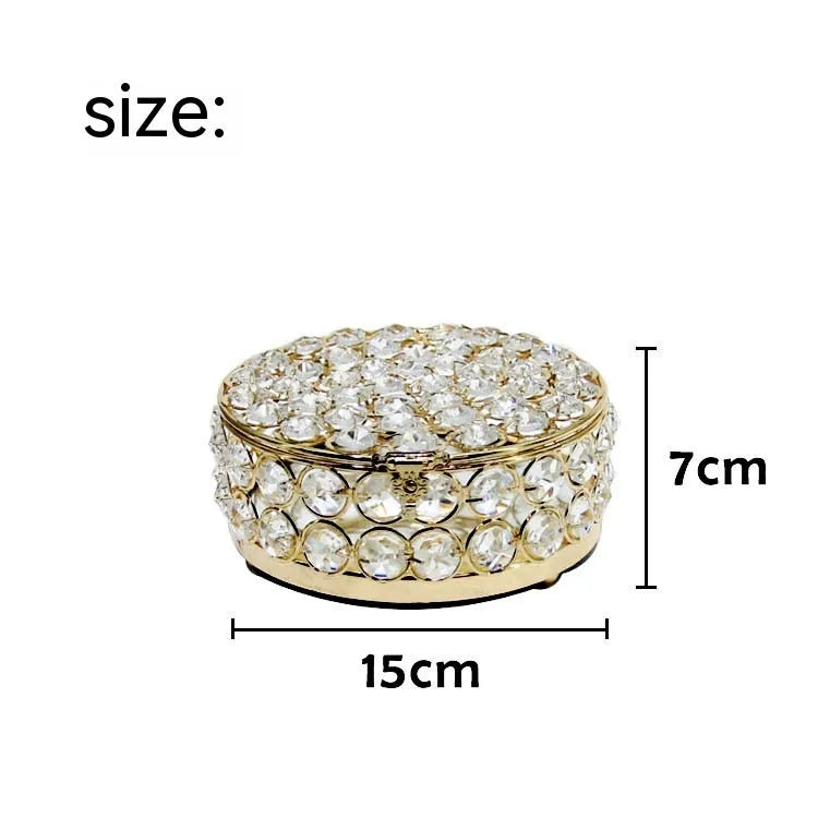 French gold jewellery storage box with crystal glass transparent lid European style design