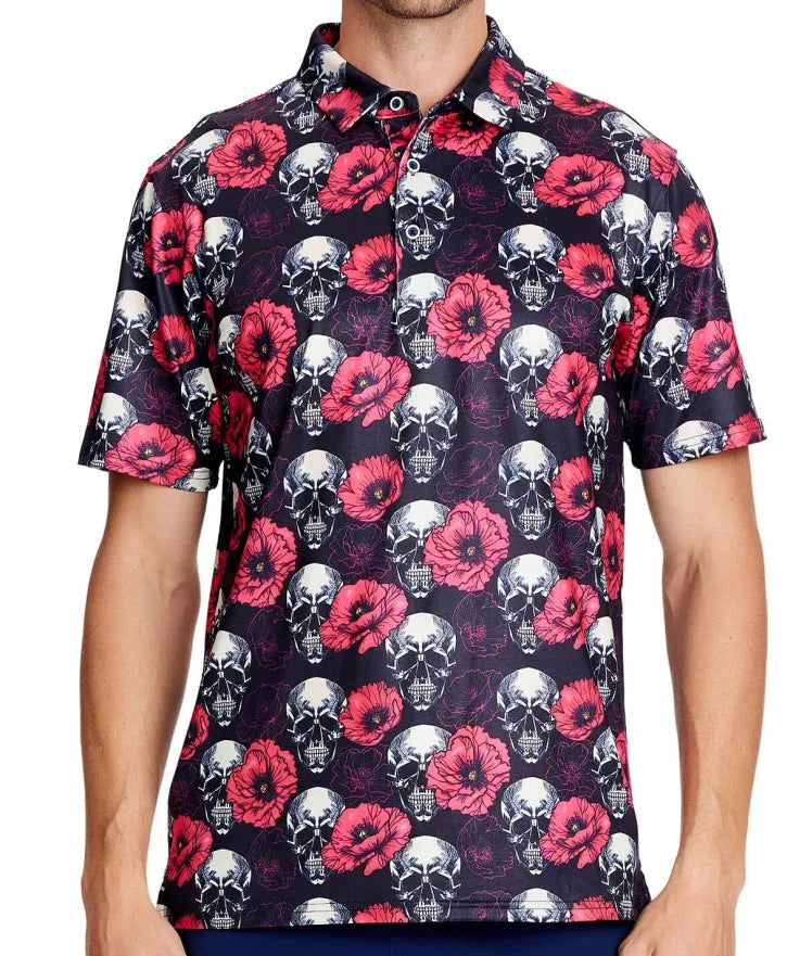 European fit men's short sleeve mesh t-shirt with 3D printed Japanese retro pattern and zipper decoration