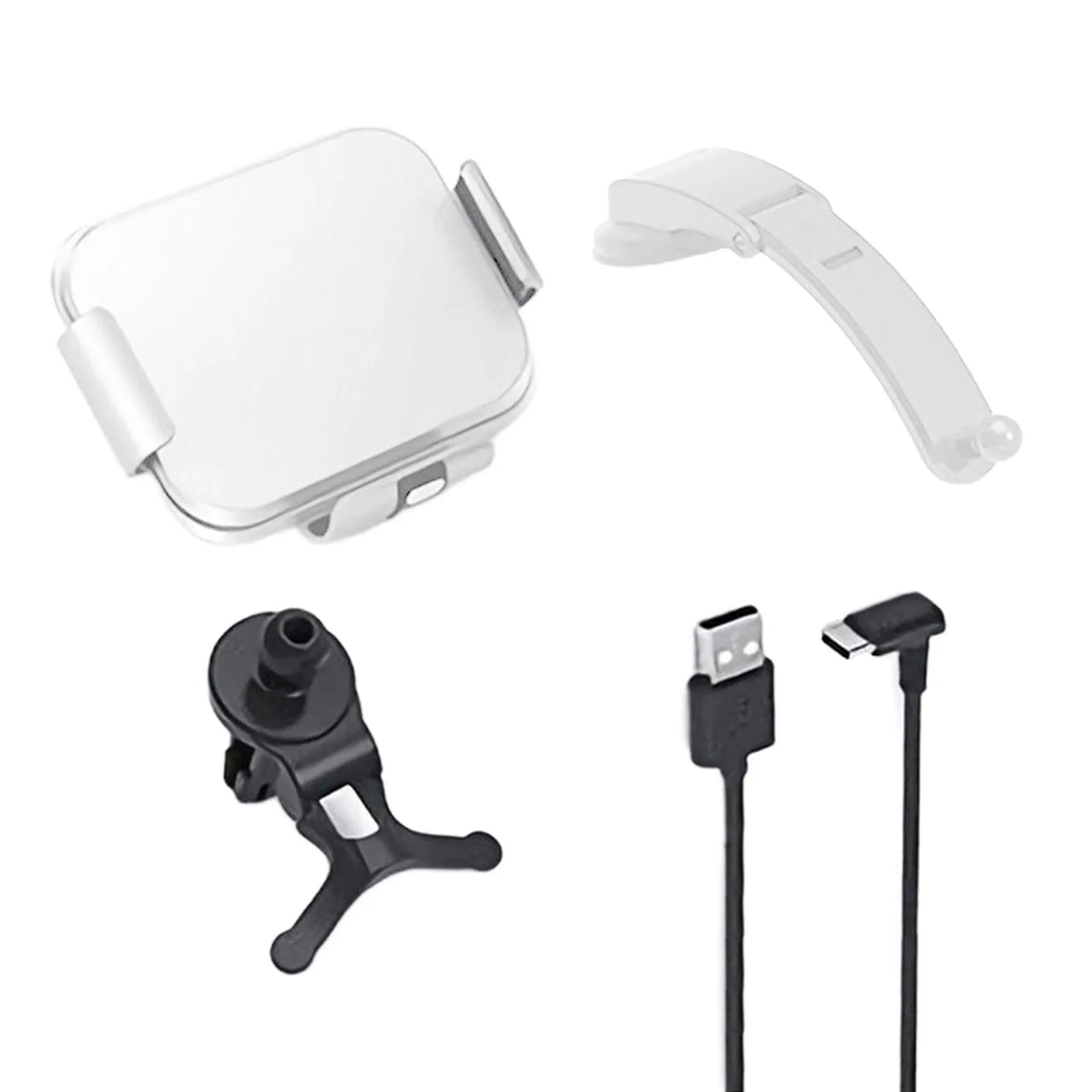 Wireless charging car phone holder with folding screen and multiple mounting accessories including air vent clip and suction cup bracket