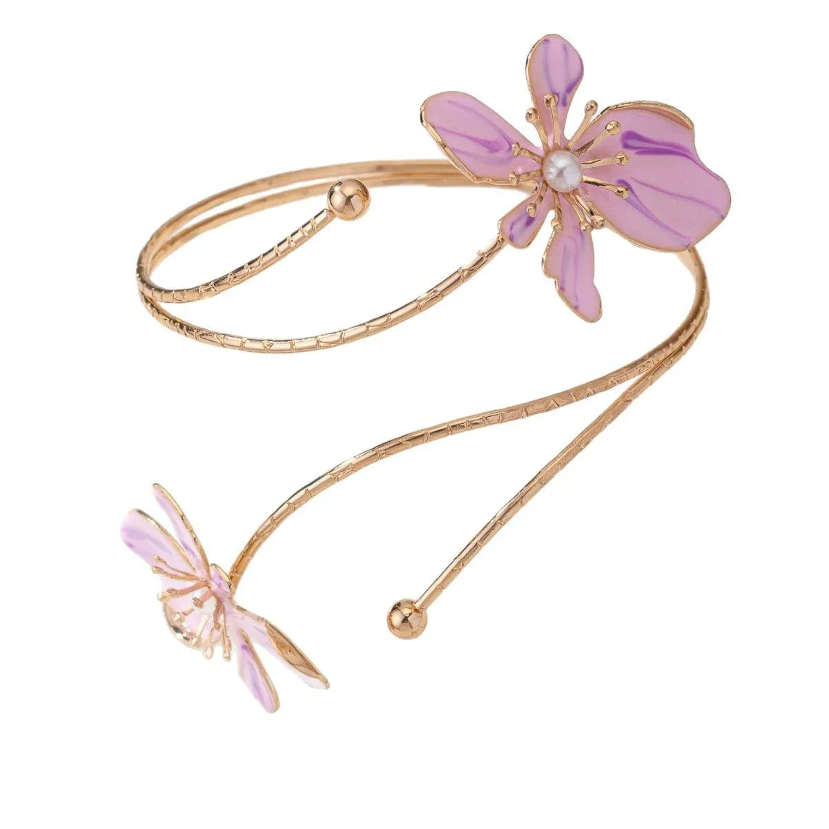 Personalised hollow alloy armband with lines pattern in pink or purple cuff bracelet style