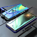 Metal magnetic phone case with tempered glass back for Huawei and Honor smartphones