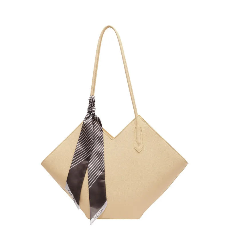 Women's black PU leather shoulder bag with 43cm width and sandwich pocket exterior design