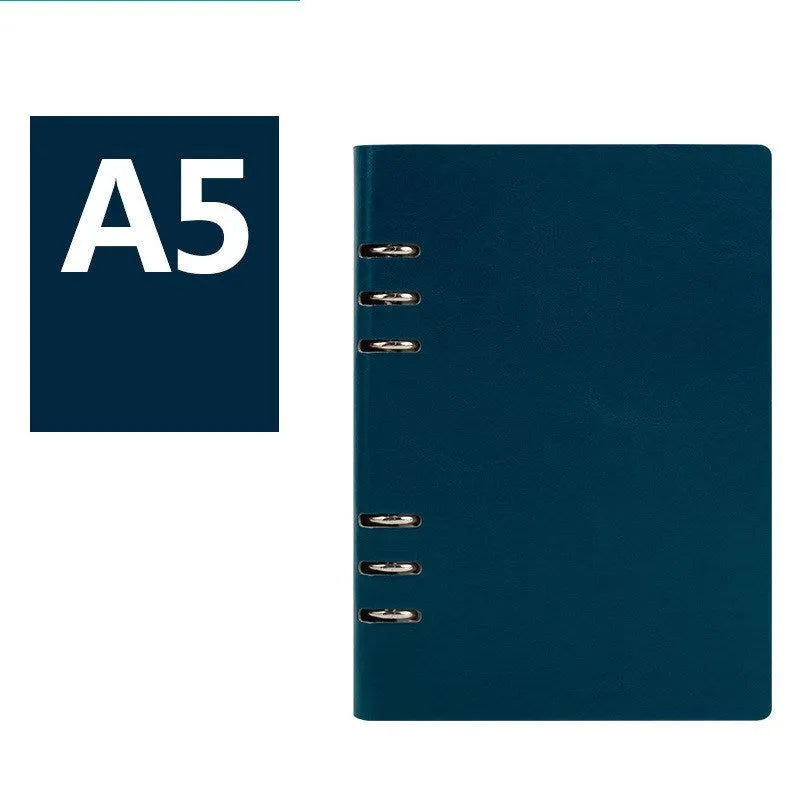 Simple business loose-leaf notebook with imitation leather cover in multiple colours and sizes
