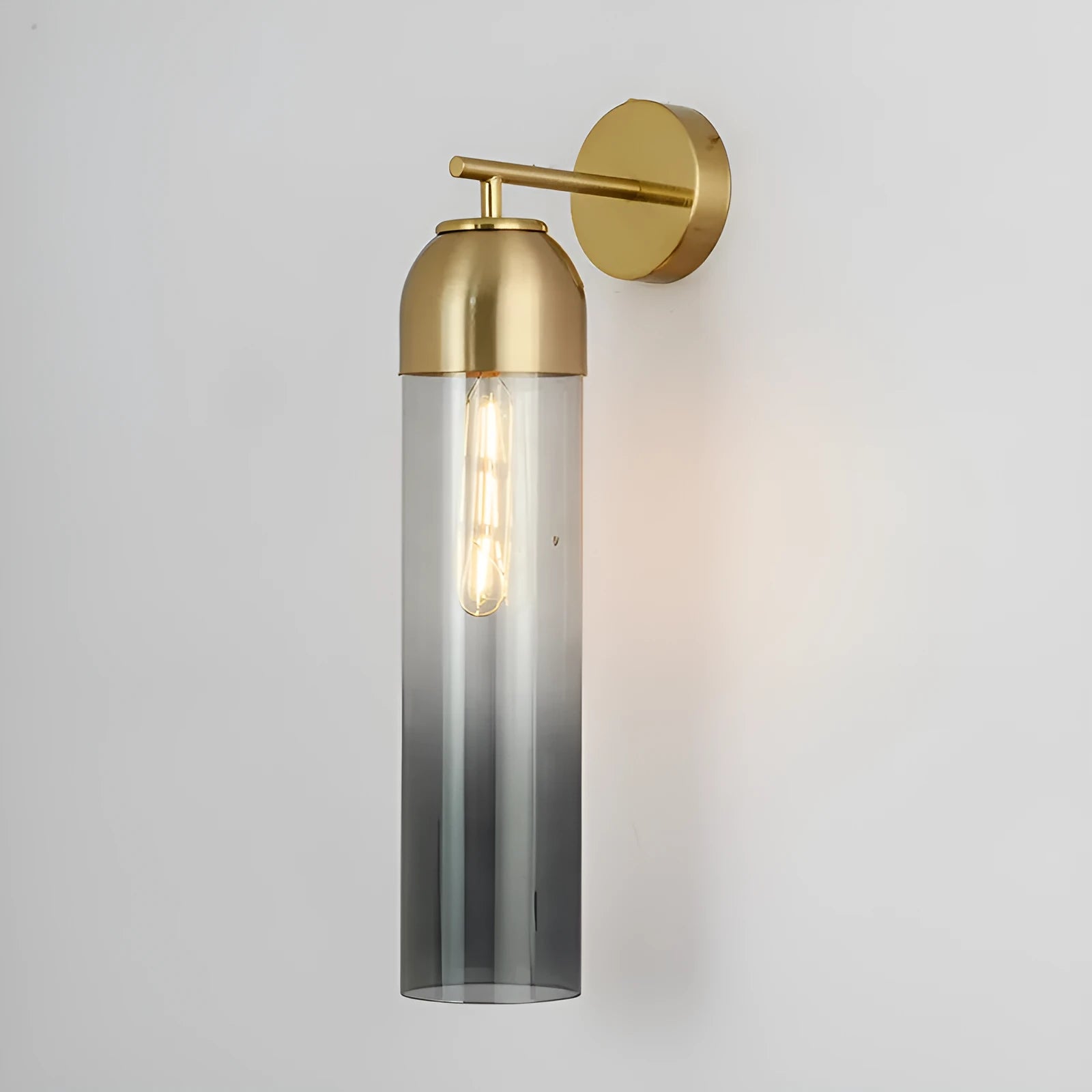 Nordic postmodern minimalist glass shade wall lamp in a modern living room setting.