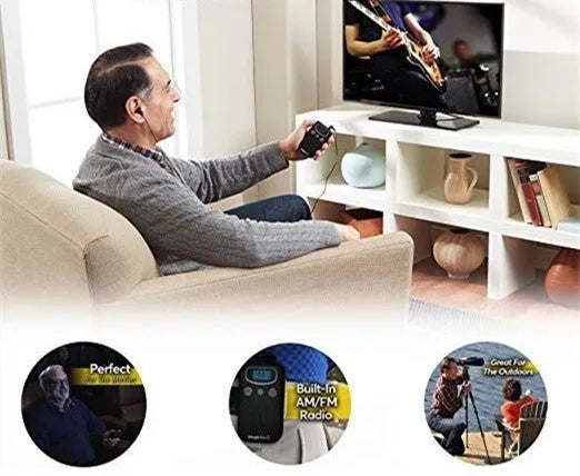 Digital display handheld hearing aid booster sound amplifier in brilliant colour.