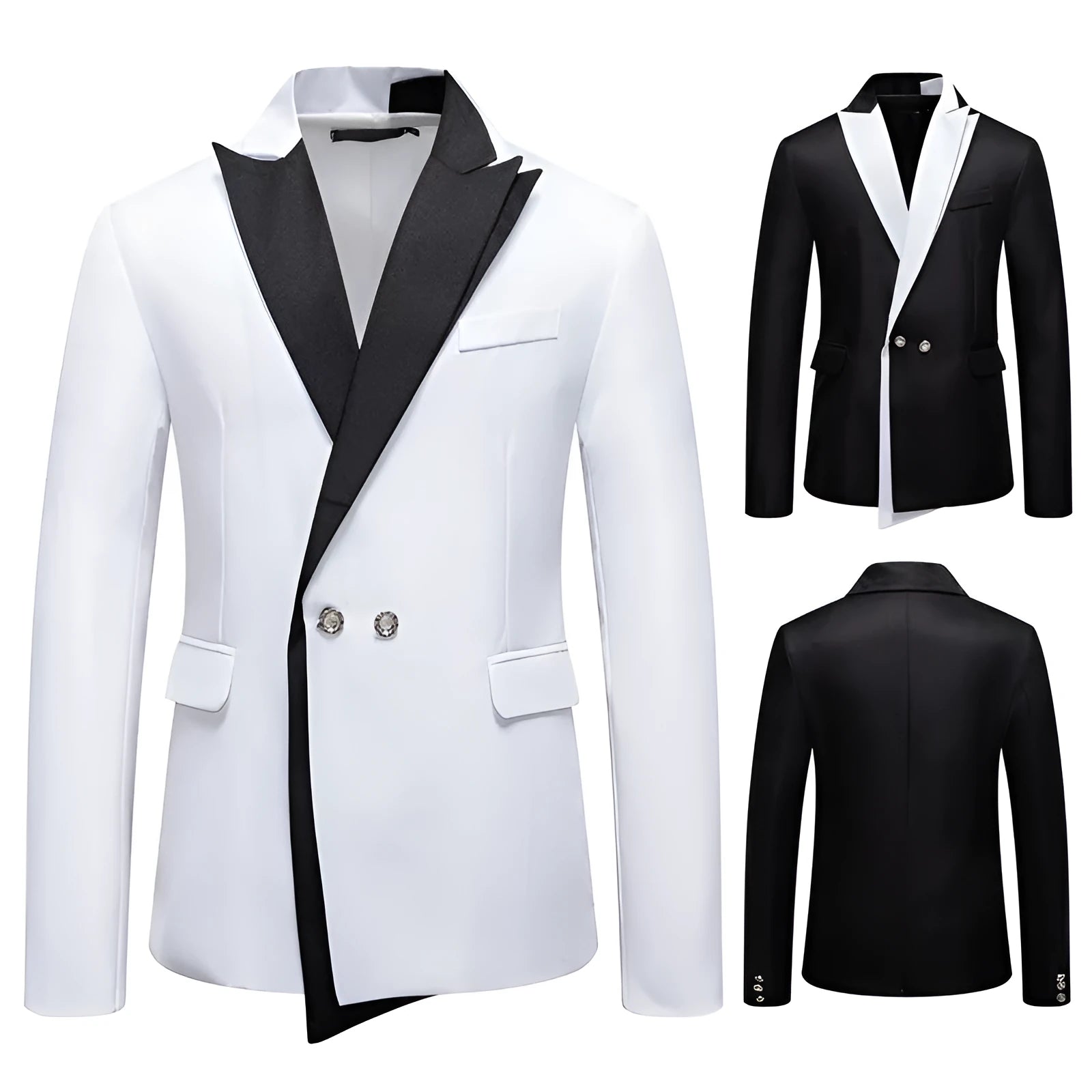 Men’s slim-fit suit jacket in black with bag cover seam pockets, polyester blend fabric