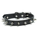 Metal-studded dog collar with thickened PU leather and alloy fastener in multiple colour options