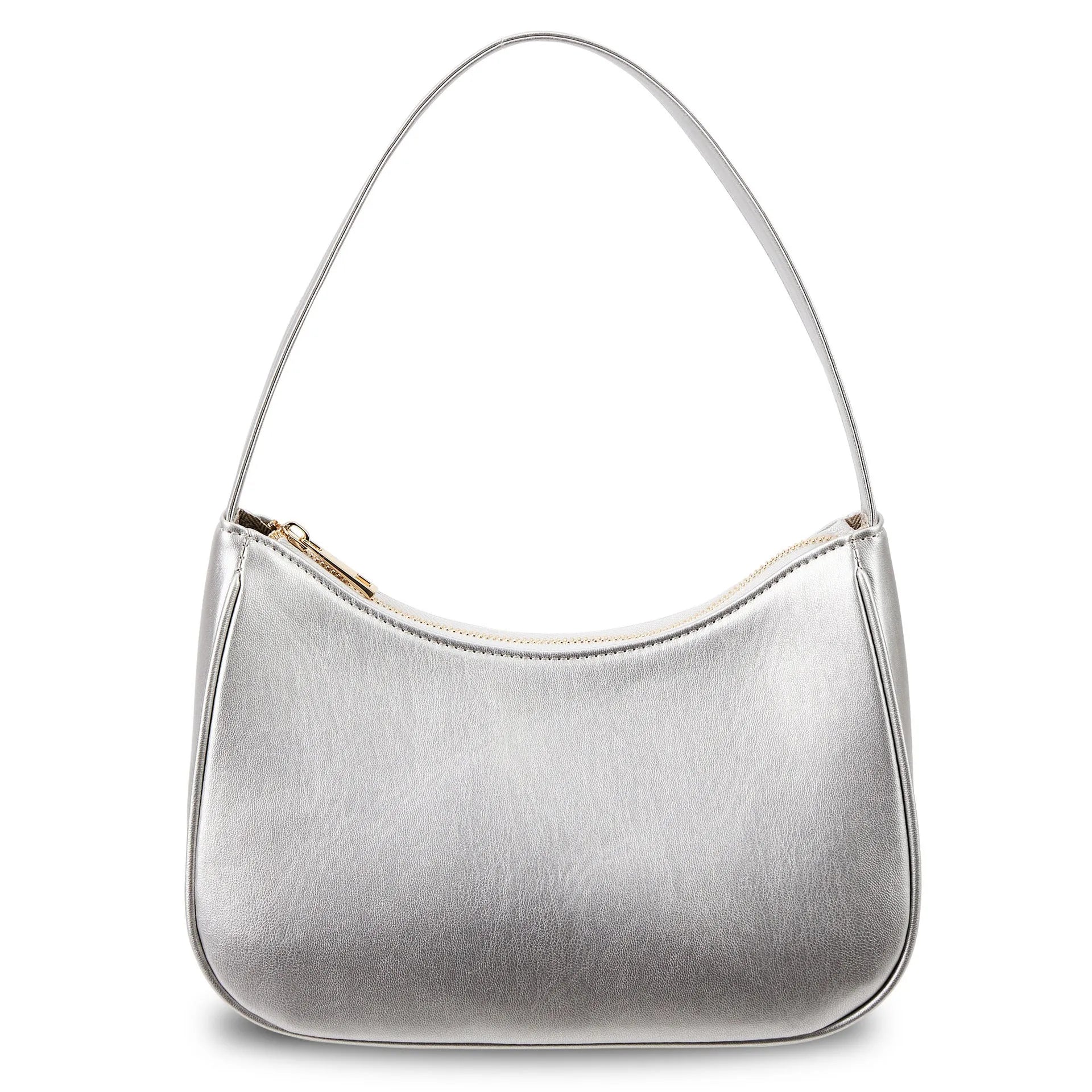 Simple retro-style waterproof PU shoulder bag shown in apricot colour with an adjustable shoulder strap.