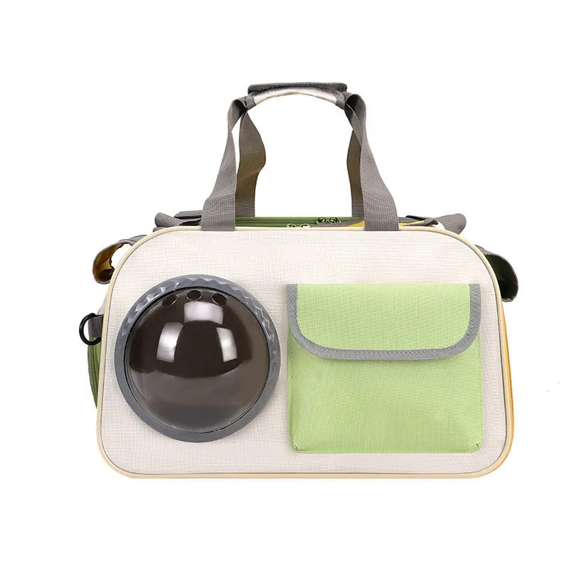 Outdoor portable cat backpack pet space capsule in nylon with crossbody strap and transparent dome