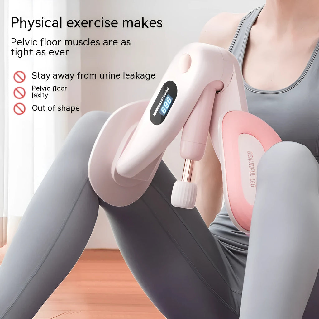 Pelvic floor muscle trainer device in gray colour with counting display and spring mechanism