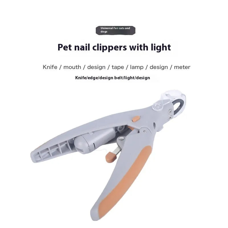 Dog nail trimmer with LED light and blood line indicator showing ABS plastic construction