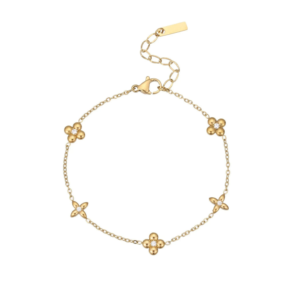 Ins Titanium Steel women's bracelet with 18K gold plating and geometric star zircon pendant