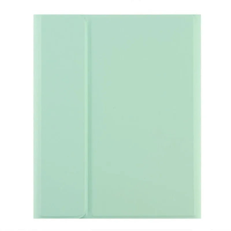 Samsung tablet magnetic keyboard case in dark night green showing tri-fold design and built-in bracket.