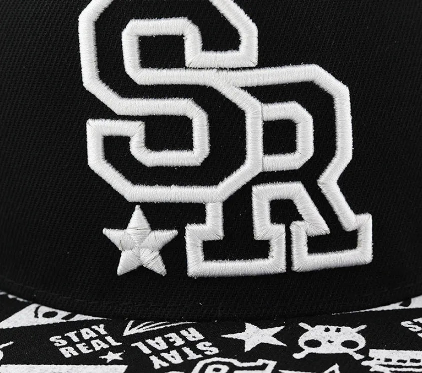 Unisex cotton baseball cap with letter embroidery available in black and white featuring adjustable dome crown design