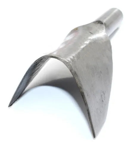 Set of six steel punch tools for leather craft with sizes 15mm to 40mm and half-round and V-shaped designs