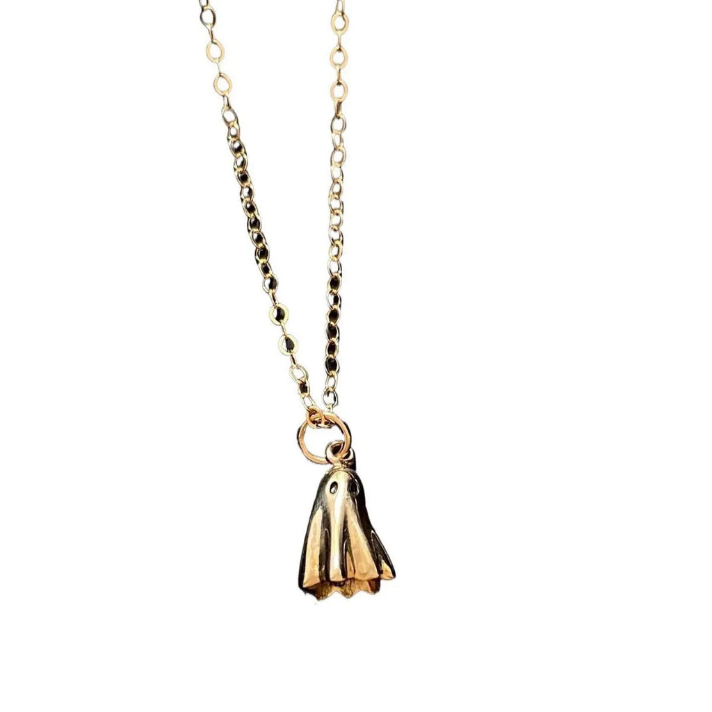 Ghost pendant necklace with titanium steel charm on stainless steel twisted chain
