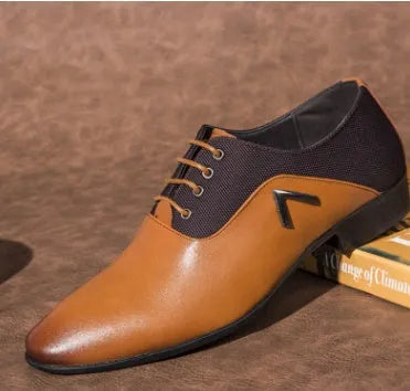 Men's black Oxford shoe with artificial PU upper and rubber sole, business casual style.