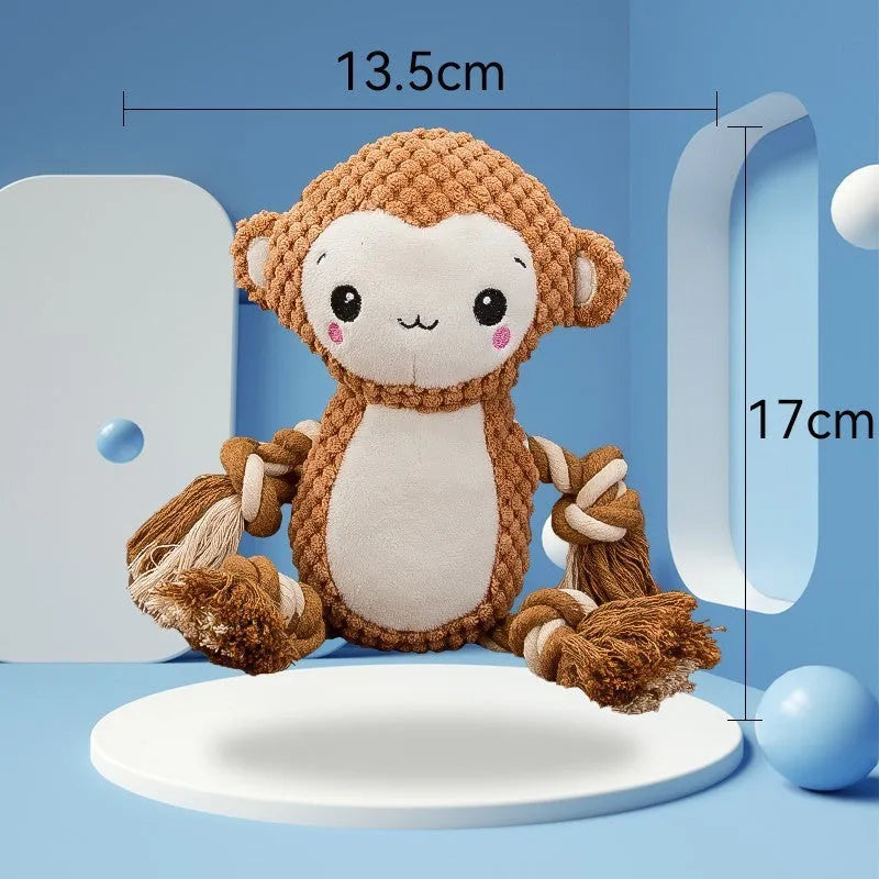 Lion and monkey plush squeaky dog toys bundle for medium and large breed dogs