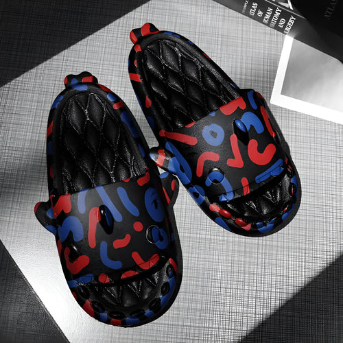 Shark-themed couple slippers with open toe design and EVA upper in multiple colour options