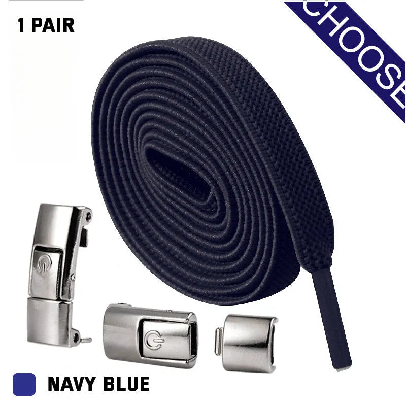 8mm wide press lock elastic shoelaces with flat profile and soft cotton construction