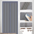 Full seam long magnetic strip cotton door curtain in New Chinese style hanging in a doorway.
